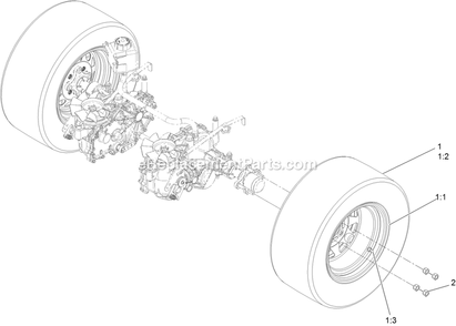 Rear Wheel Assembly Diagram and Parts List for RAE708GEM52300 (408644346-411294211)(2021) Exmark Lawn Mower