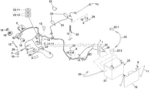 Electrical Assembly Diagram and Parts List for NVS730AKC48000 (402082300-404314158)(2018) Exmark Lawn Mower