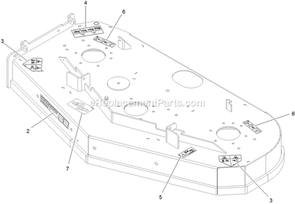 Deck With Decals Assembly Diagram and Parts List for VTS730AKC52400 (400000000-402082299)(2017) Exmark Lawn Mower