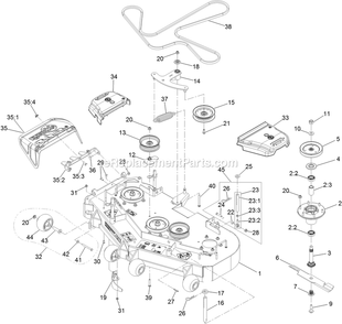 Deck Assembly Diagram and Parts List for TTS541CKA48300 (400000000-402082299)(2017) Exmark Lawn Mower