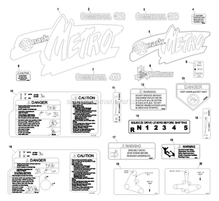 Decals Diagram and Parts List for M4815KA (370000-439999)(2003) Exmark Lawn Mower