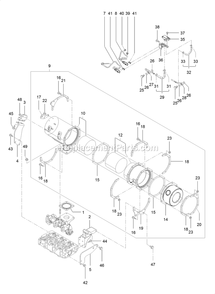 Diesel Particulate Filter Assembly Diagram and Parts List for LZS88CDYM96RW0 (402082300-404314158)(2018) Exmark Lawn Mower