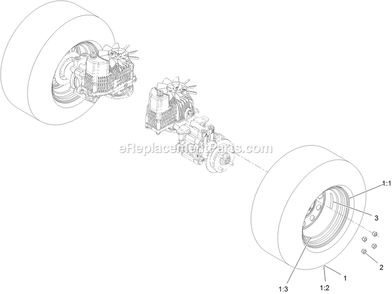Rear Wheel Assembly Diagram and Parts List for LZX980EKC96RW0 (406294345-408644345)(2020) Exmark Lawn Mower