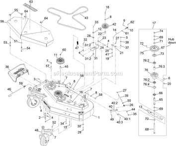 Deck Assembly Diagram and Parts List for VHS481GKA48300 (316000000-399999999)(2016) Exmark Lawn Mower