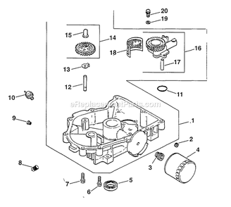 Oil Pan/Lubrication (1) Diagram and Parts List for TR-20KC (102000-114999)(1995) Exmark Lawn Mower