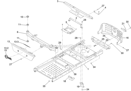 Main Frame Assembly Diagram and Parts List for QTE708GEM50200 (400000000-402082299)(2017) Exmark Lawn Mower