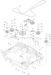 Center Deck Idler Assembly Diagram and Parts List for LZX980EKC96RW0 (406294345-408644345)(2020) Exmark Lawn Mower