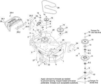 Deck Assembly Diagram and Parts List for VTS541KA363CA (313000000-313999999)(2013) Exmark Lawn Mower