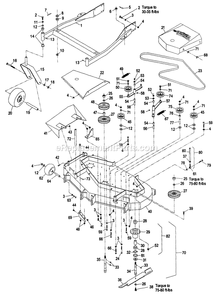 Mower Deck (1) Diagram and Parts List for TT19KA (190000-219999)(1999) Exmark Lawn Mower