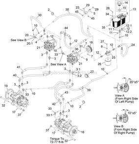 Hydraulic Assembly Diagram and Parts List for NV730EKC (312000000-312999999)(2012) Exmark Lawn Mower