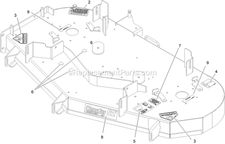 Deck With Decals Assembly Diagram and Parts List for PNE691KA522 (312000000-312999999)(2012) Exmark Lawn Mower