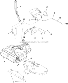Fuel Tank Mounting Assembly Diagram and Parts List for LZS27KC604CA (920000-999999)(2011) Exmark Lawn Mower