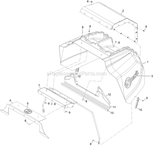 Hood Assembly Diagram and Parts List for LZS80TDYM604W0 (406294345-408644345)(2020) Exmark Lawn Mower