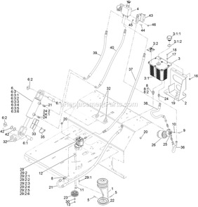 Auxiliary Hydraulic Assembly Diagram and Parts List for ARX541CKA30000 (406294345-408644345)(2020) Exmark Aerator