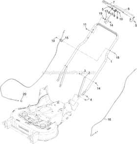 Handle Assembly Diagram and Parts List for ECS180CKA30000 (315000000-315999999)(2015) Exmark Lawn Mower