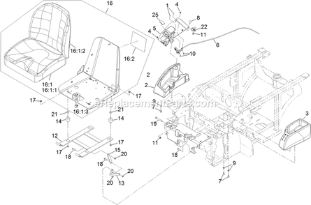 Seat And Consoles Assembly Diagram and Parts List for NV730EKC48 (313000000-313999999)(2013) Exmark Lawn Mower