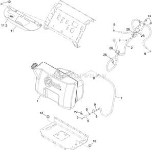Fuel Tank Mounting Assembly Diagram and Parts List for VTS740EKC604 (313000000-313999999)(2013) Exmark Lawn Mower