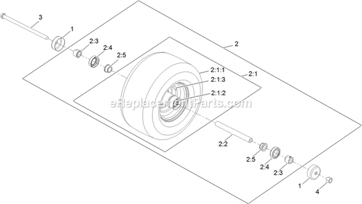 Caster Wheel Assembly Diagram and Parts List for PNS730GKA604A3 (315000000-315999999)(2015) Exmark Lawn Mower