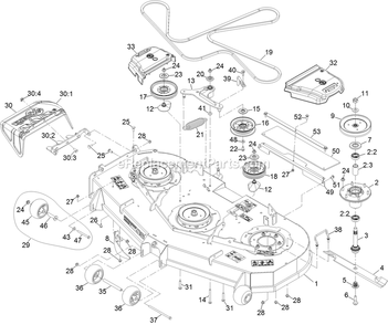 Deck Assembly Diagram and Parts List for STS730GKA60400 (406294345-408644345)(2020) Exmark Lawn Mower