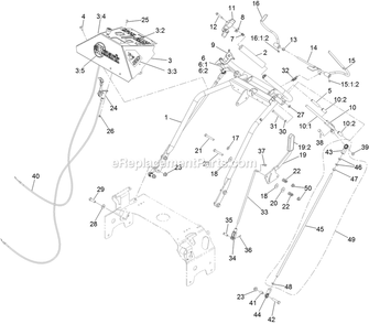 Handle Assembly Diagram and Parts List for TTX691CKA60400 (408644346-411294211)(2021) Exmark Lawn Mower
