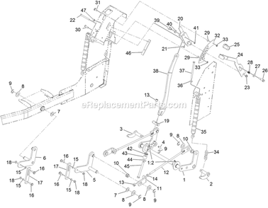 Deck Lift Assembly Diagram and Parts List for VT651KA484 (312000000-312999999)(2012) Exmark Lawn Mower
