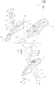 Fuel Assembly Diagram and Parts List for QZE725GKC42200 (408644346-411294211)(2021) Exmark Lawn Mower