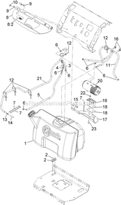 Fuel Tank Mounting Assembly Diagram and Parts List for VT18KA363CA (920000-999999)(2011) Exmark Lawn Mower