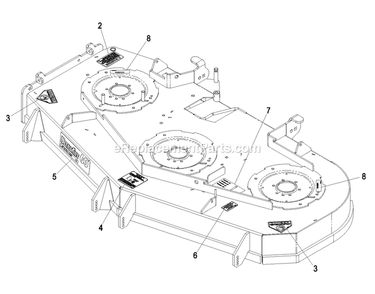 Deck With Decals Assembly (3) Diagram and Parts List for LZAS22KA484CA (850000-919999)(2010) Exmark Lawn Mower
