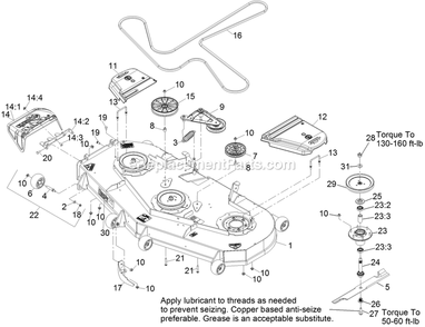 Deck Assembly Diagram and Parts List for LZS801PKA724 (312000000-312999999)(2012) Exmark Lawn Mower