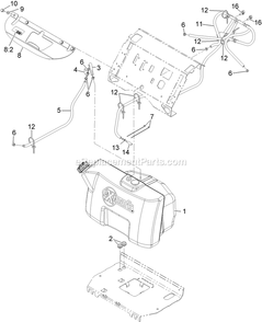 Fuel Tank Mounting Assembly Diagram and Parts List for VT18KA363 (920000-999999)(2011) Exmark Lawn Mower