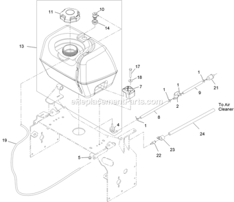 Fuel Tank Assembly Diagram and Parts List for TTX20KCE (920000-999999)(2011) Exmark Lawn Mower