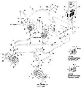 Hydraulic Group Diagram and Parts List for NAV27KCCA (850000-919999)(2010) Exmark Lawn Mower