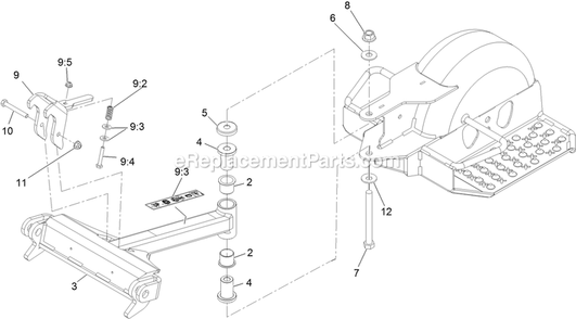 Draw Bar Assembly Diagram and Parts List for TTX650EKC604N0 (402082300-404314158)(2018) Exmark Lawn Mower