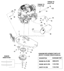 Engine Group (5) Diagram and Parts List for LZZ29KCE606 (850000-919999)(2010) Exmark Lawn Mower