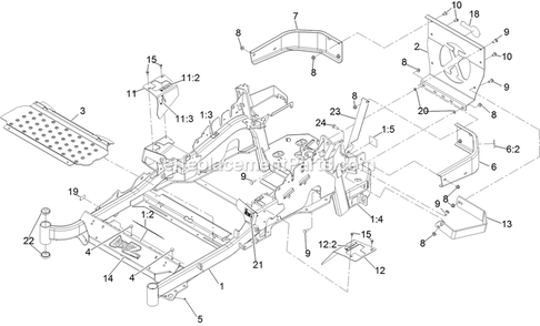 Main Frame Assembly Diagram and Parts List for LZS651CKA484A2 (315000000-315999999)(2015) Exmark Lawn Mower