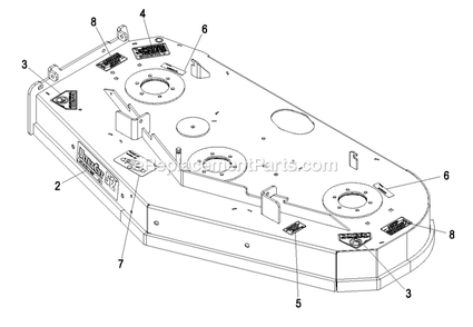 Deck With Decals Assembly (2) Diagram and Parts List for VT24KAS484 (850000-919999)(2010) Exmark Lawn Mower