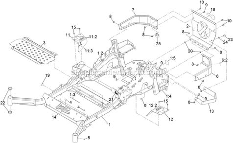 Main Frame Assembly Diagram and Parts List for LZX980AKC726T0 (315000000-315999999)(2015) Exmark Lawn Mower