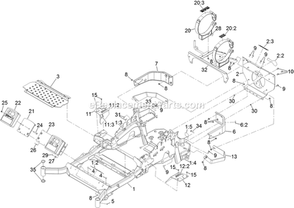 Mainframe Assembly Diagram and Parts List for LZS740PKC60400 (402082300-404314158)(2018) Exmark Lawn Mower