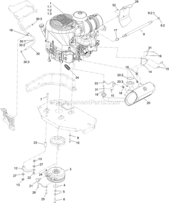 Engine Assembly Diagram and Parts List for LZX980EKC72600 (400000000-402082299)(2017) Exmark Lawn Mower