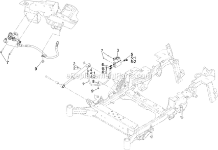 Hydraulic Lift Fold Assembly Diagram and Parts List for LZS80TDYM604W0 (406294345-408644345)(2020) Exmark Lawn Mower