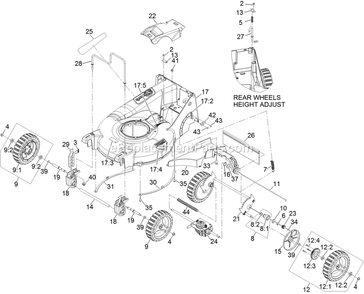 Deck And Wheel Assembly Diagram and Parts List for ECXKA21 (313000000-313999999)(2013) Exmark Lawn Mower