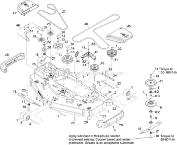 Deck Assembly Diagram and Parts List for PNS740GKC60RA3 (316000000-399999999)(2016) Exmark Lawn Mower