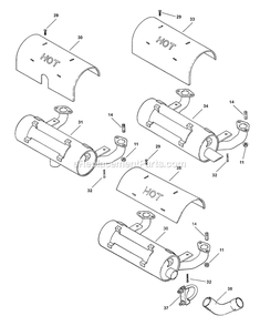 Exhaust (2) Diagram and Parts List for TR-20KC (102000-114999)(1995) Exmark Lawn Mower