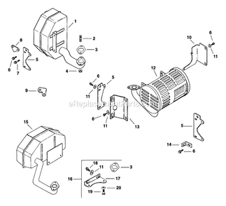 Exhaust Diagram and Parts List for TT3614KC (160000-169999)(1998) Exmark Lawn Mower