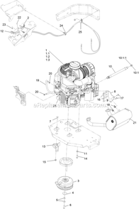 Engine Assembly Diagram and Parts List for LZX921GKA60600 (406294345-408644345)(2020) Exmark Lawn Mower
