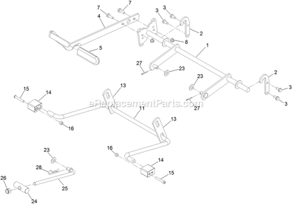 Deck Lift Assembly Diagram and Parts List for QZE702GEM42200 (406294345-408644345)(2020) Exmark Lawn Mower