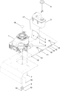 Engine And Fuel Tank Assembly Diagram and Parts List for ARS180KA21 (312000000-312999999)(2012) Exmark Aerator