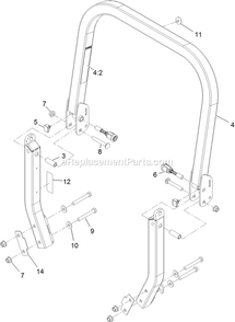 Roll-Over Protection System Assembly Diagram and Parts List for LZS742KC604 (314000000-314999999)(2014) Exmark Lawn Mower