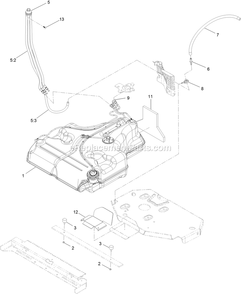 Fuel Tank Assembly (1) Diagram and Parts List for LZX980EKC96RW0 (406294345-408644345)(2020) Exmark Lawn Mower
