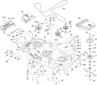 Deck Assembly Diagram and Parts List for TTX650EKC604N0 (404314159-406294344)(2019) Exmark Lawn Mower